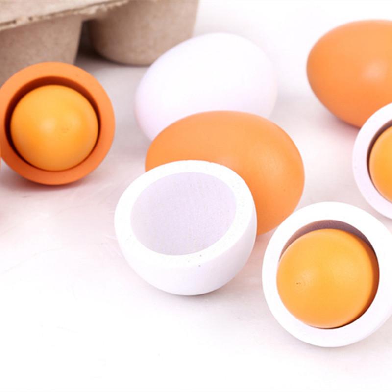 6Pcs Kitchen Wooden Artificial - Kids Toys Play Egg recension och pris