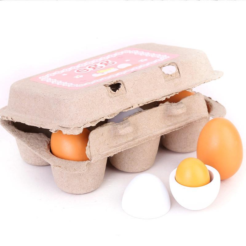 6Pcs Kitchen Wooden Artificial - Kids Toys Play Egg recension och pris